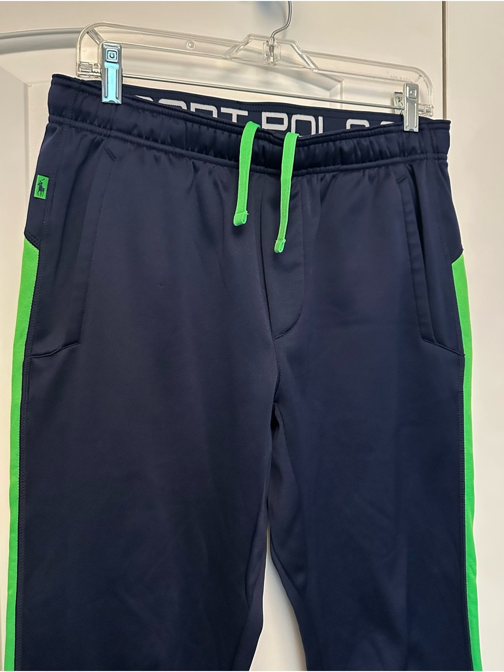 Ralph Lauren Navy Joggers with Neon Green Trim
